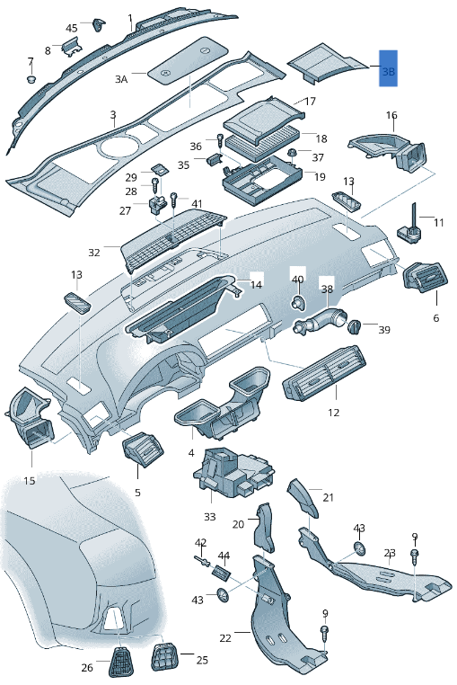 Cubierta caja de agua Audi A4 8E