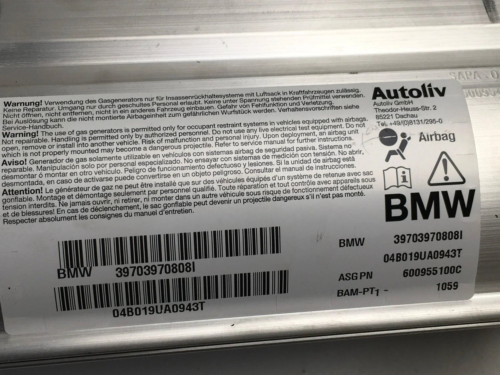 Airbag derecho BMW 5 E60