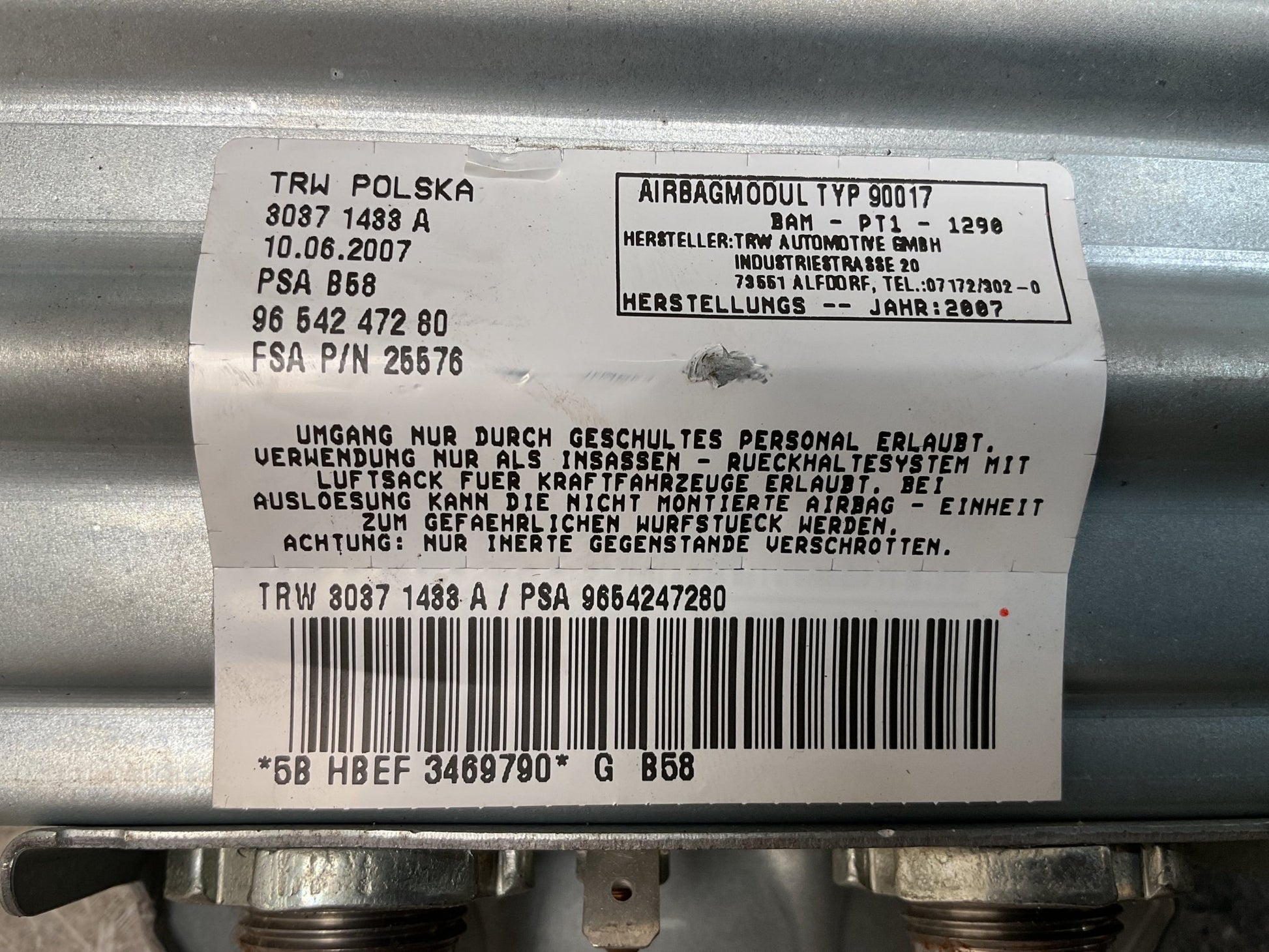 Airbag Pasajero Citroen C4 Picasso 2006 - 2013 - 9654247280