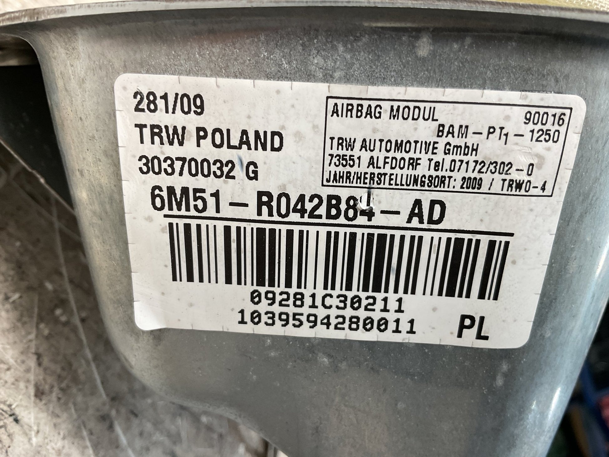 Airbag pasajero Ford Kuga 2008 - 2012 - 6M51R042B84AD