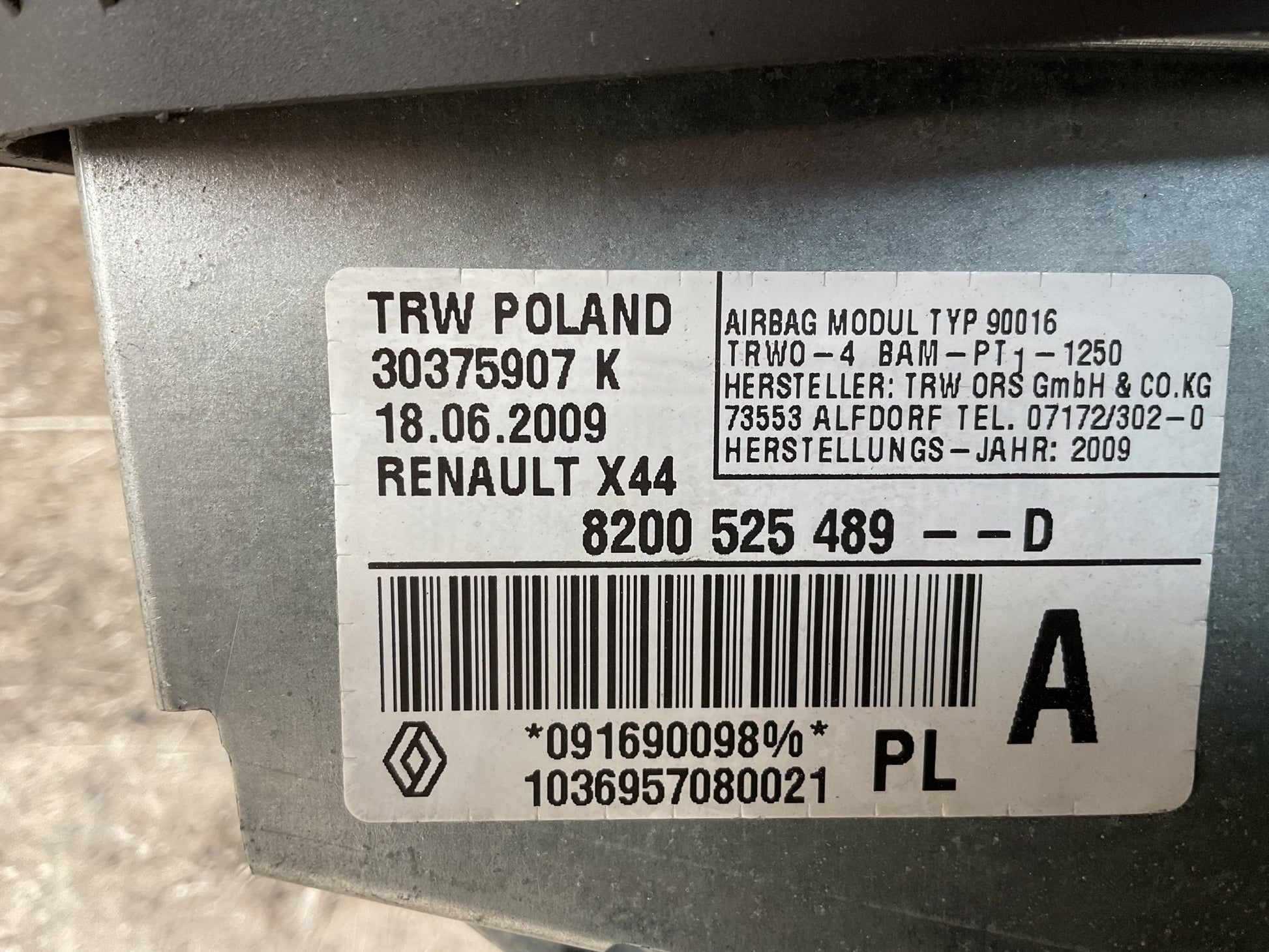 Airbag Pasajero Renault Twingo 2007 - 2014 - 8200525489