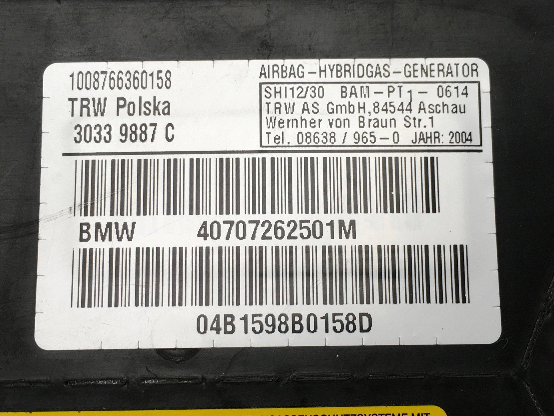 Airbag tra izq BMW E46 - 40707262501