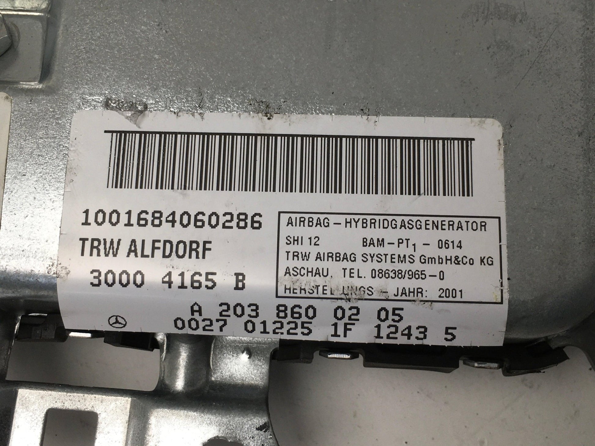 Airbag trasera dcha Mercedes W203 - A2038600205