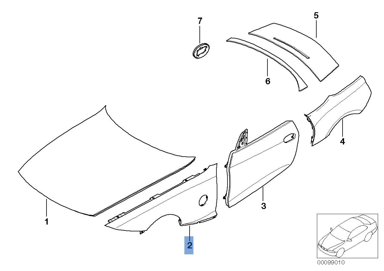 Aleta derecha BMW E85 - 41357053328