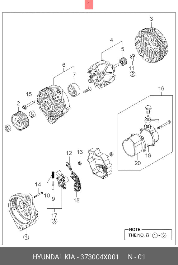Alternador Carnival / Terracan 99-07 - 373004X001