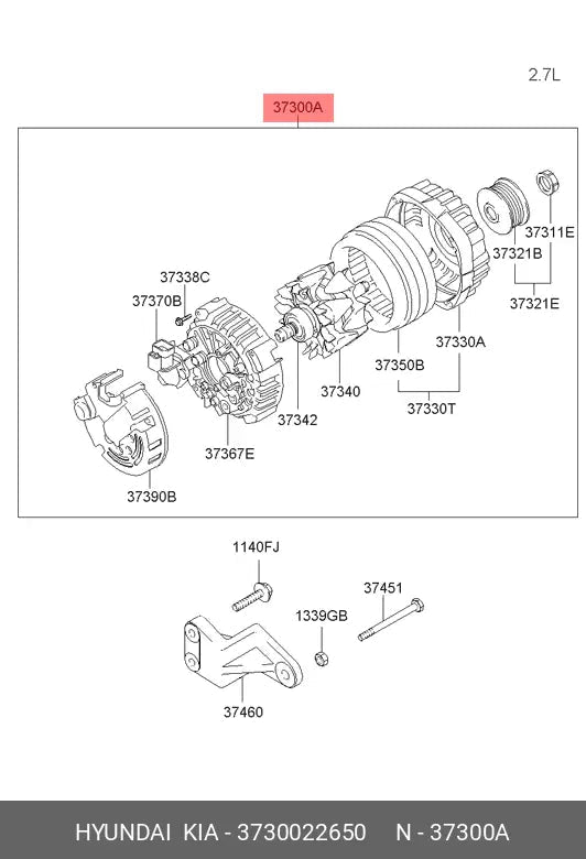 Alternador Hyundai KIA 3730022650 - 3730022650