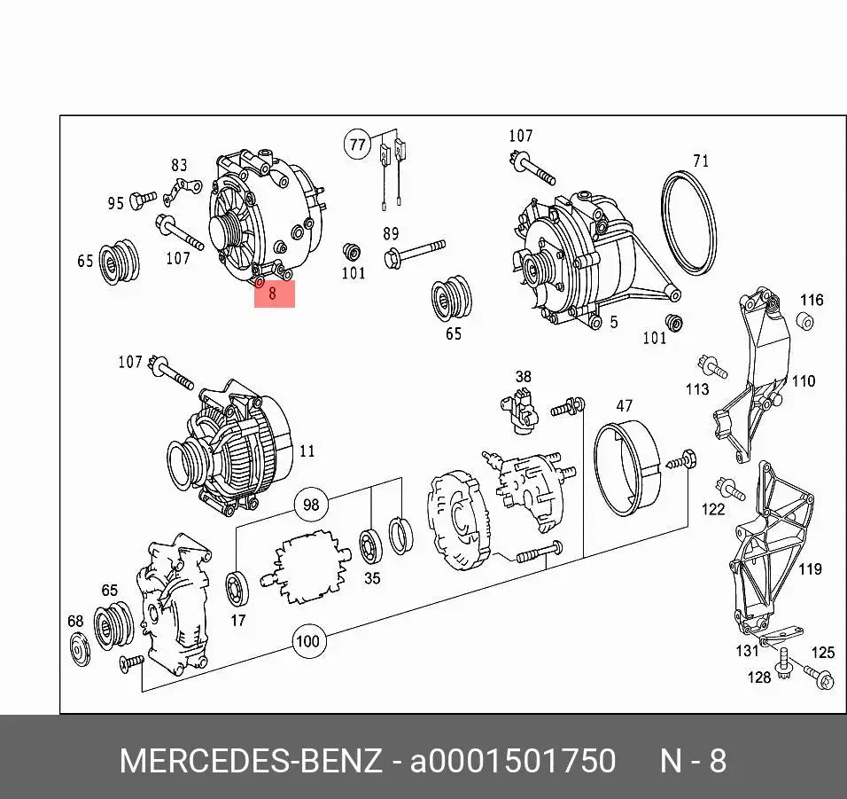 Alternador Mercedes A0001501750 - A0001501750