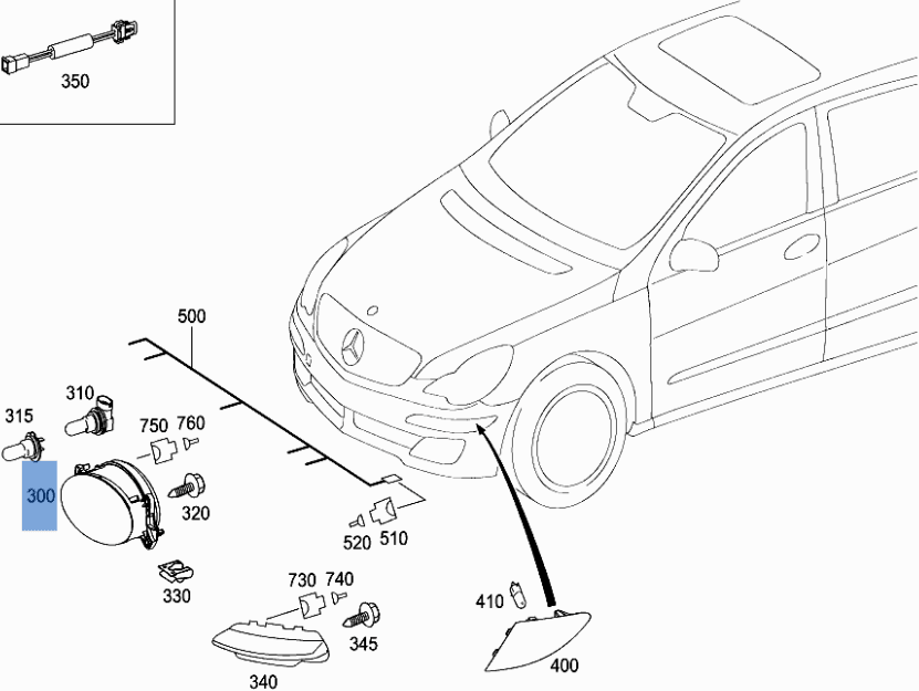 Antiniebla derecho Mercedes 1305230181 - 1305230181