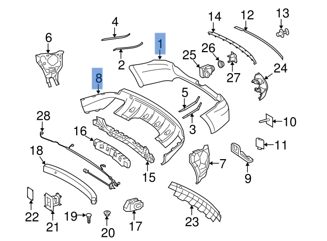 Paragolpes trasero Mercedes W164