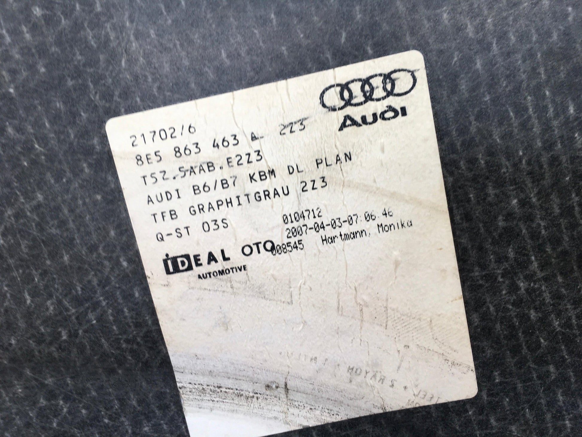 Bandeja Maletero Audi A4 8E - 8E5863463A