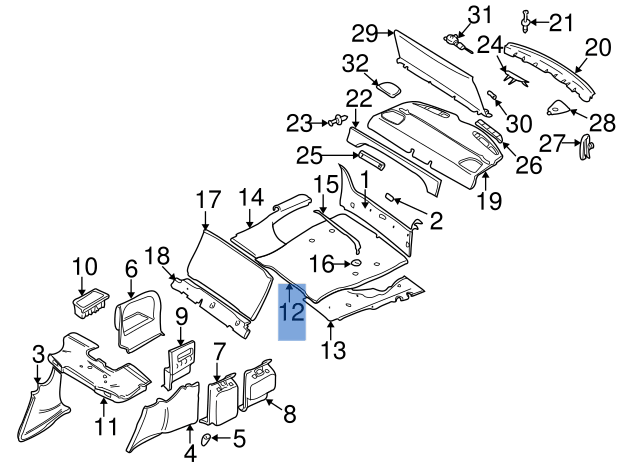 Bandeja Maletero BMW E39 - 51478159495