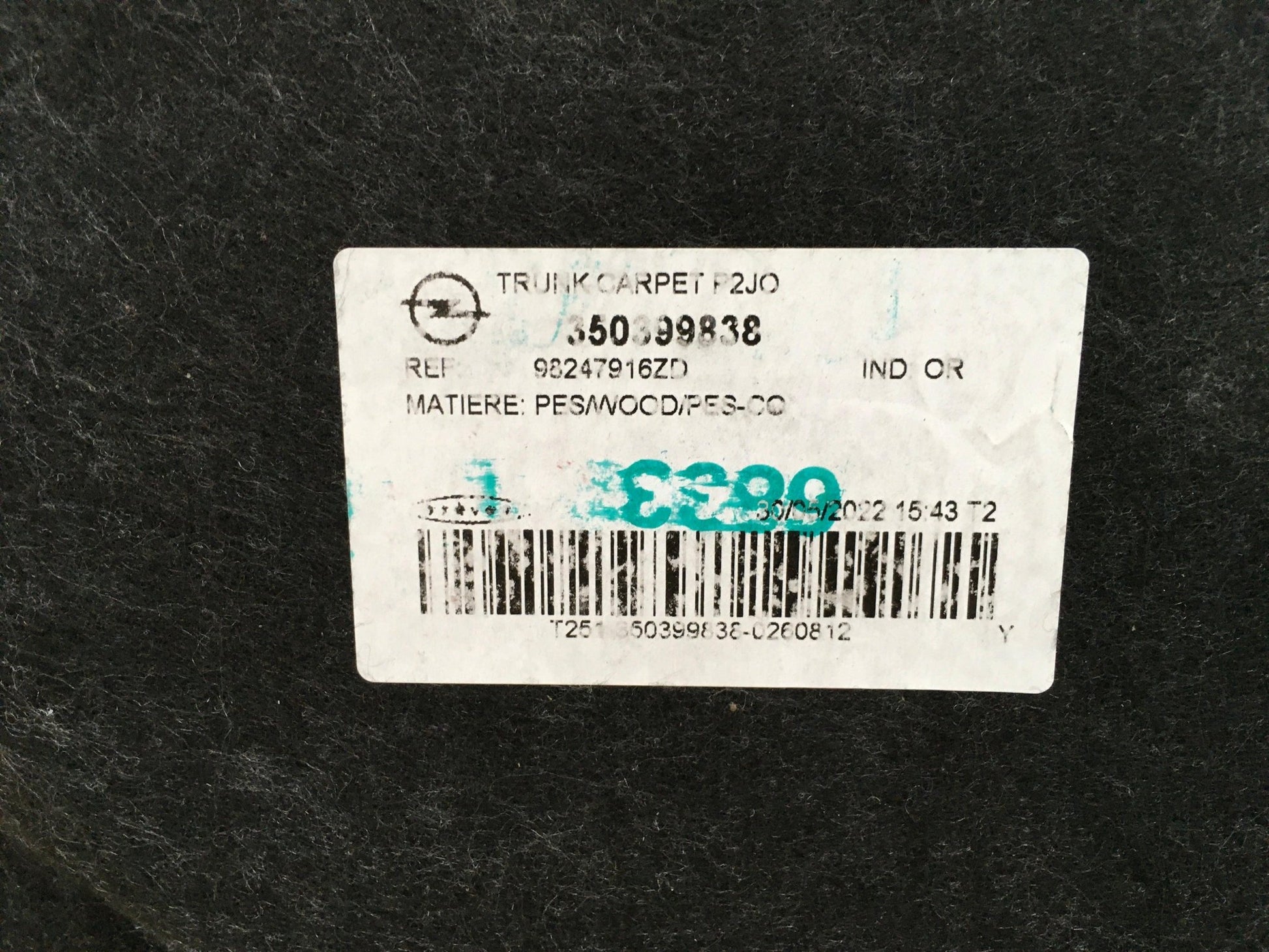 Bandeja Maletero Peugeot 208 II Opel Corsa F - 98247916ZD