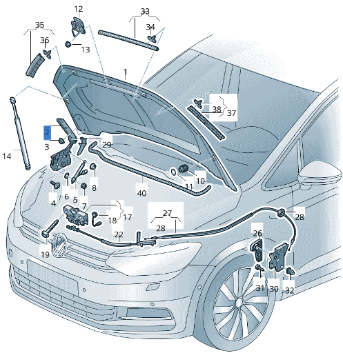 Bisagra izq Capot VW Touran 5T - 5TA823301D