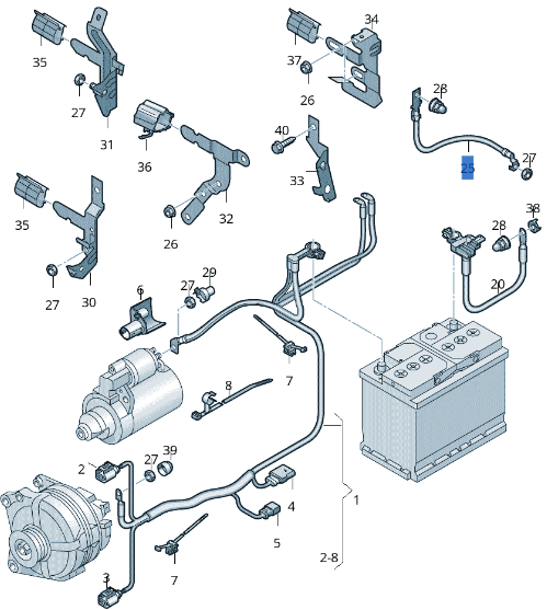 Cable Bateria VW 2Q0971537AA - 2Q0971537AA