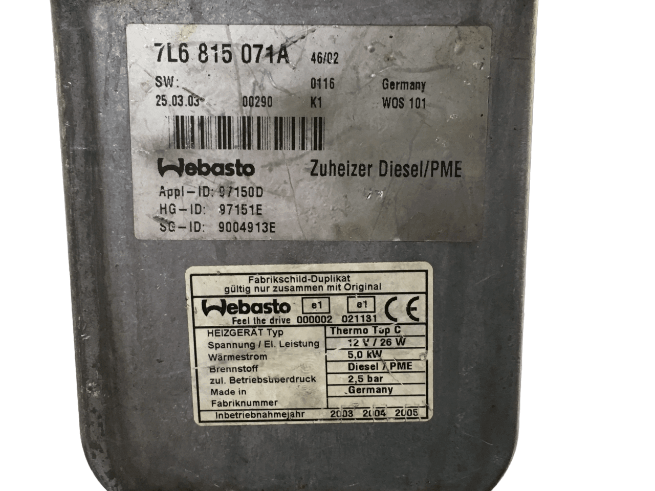 Calefacción estacionamiento VW Touareg 7L6815071A - 7L6815071A