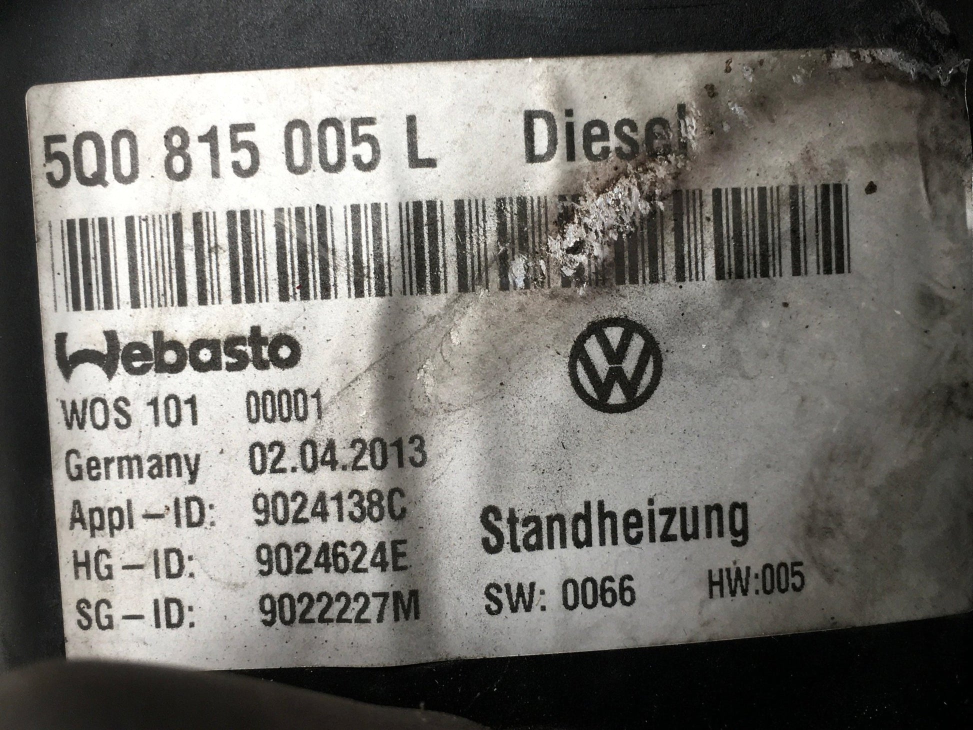 Calentador Auxiliar VW Golf VII 5G - 5Q0815005L
