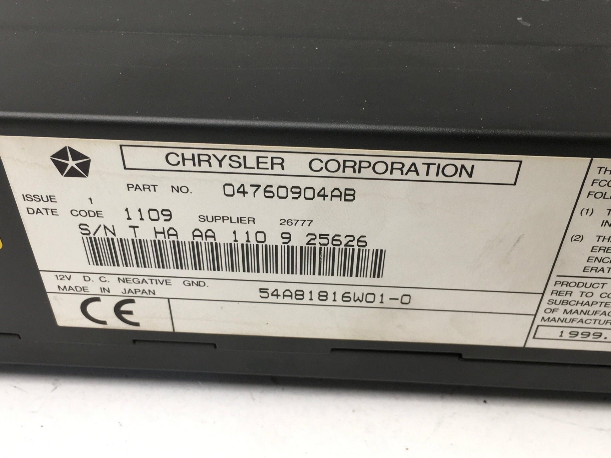 Cambiador CD Jeep/Chrysler 54A81816W01 - 54A81816W01