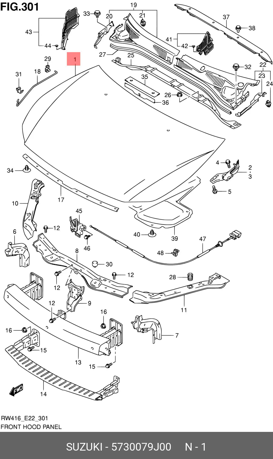 Capo Suzuki SX4 / Fiat Sedici 2006-2014 - 5730079J00