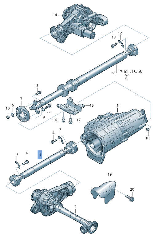 Cardan central Porsche Cayenne 9PA - 7L0521101A