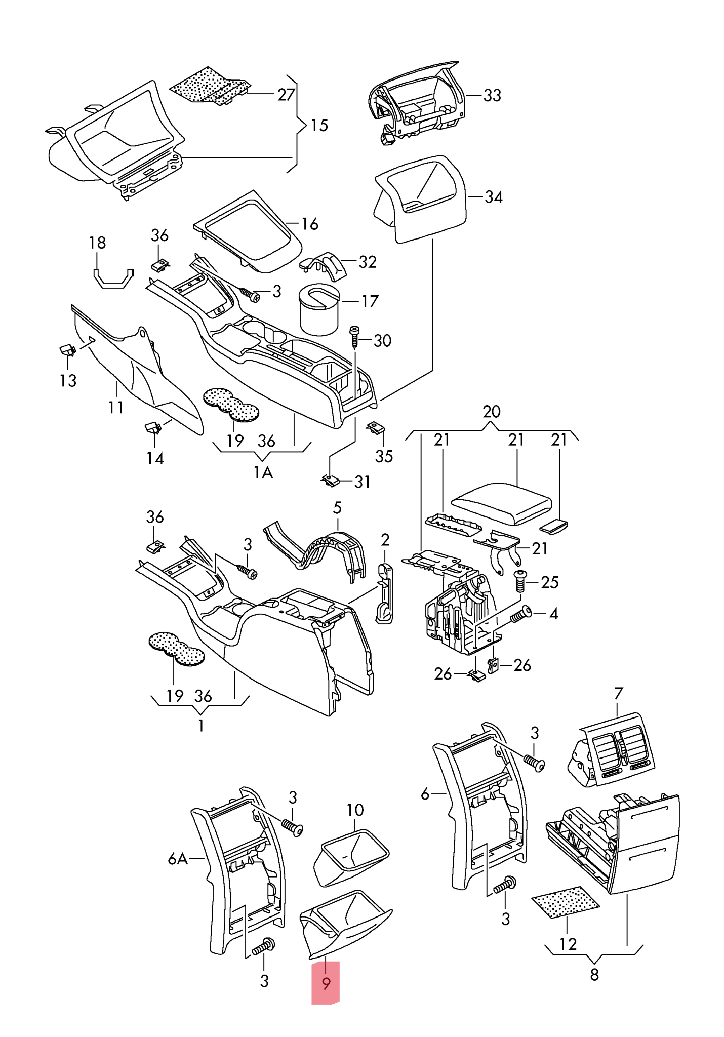 Cenicero Skoda Octavia II / Yeti - 1Z0863284
