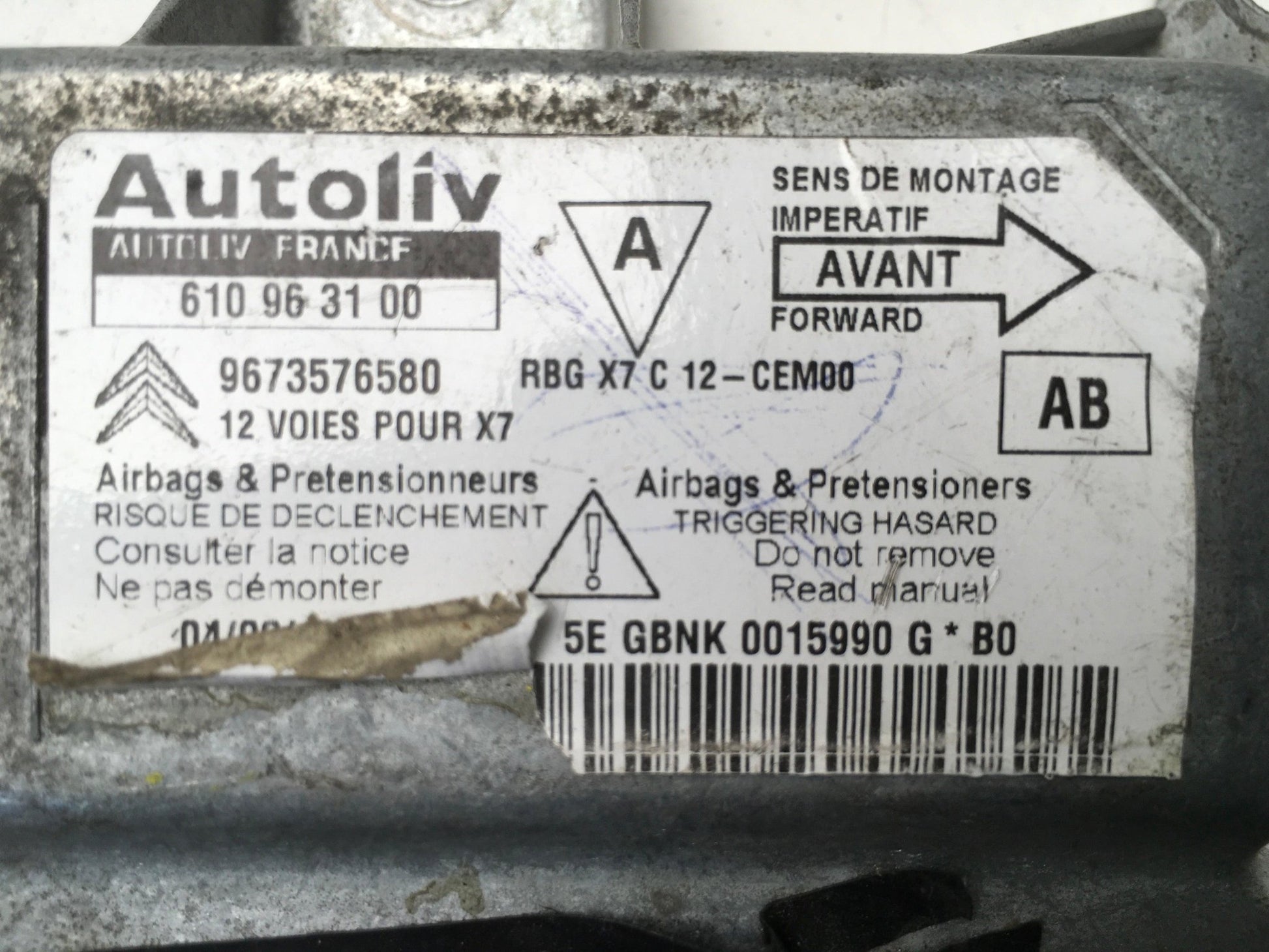 Centralita Airbag Citroen C5 II - 9673576580