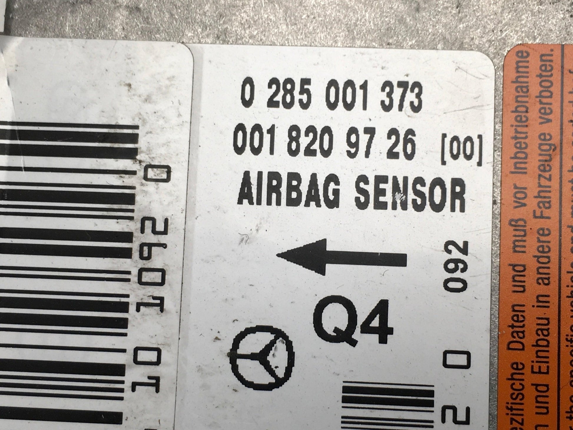 Centralita Airbag Mercedes W203 - 0018209726