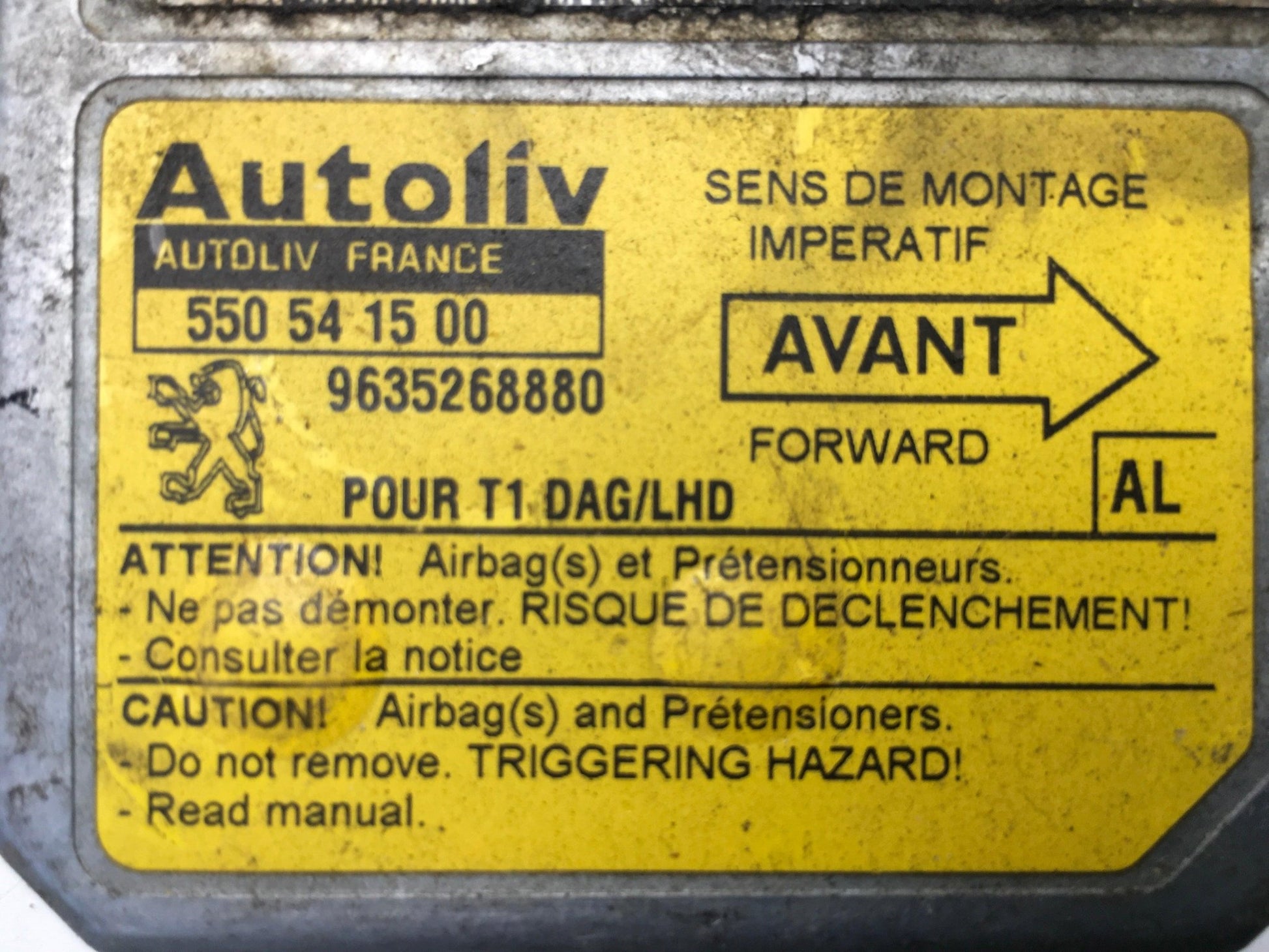 Centralita Airbag Peugeot 206 - 9635268880