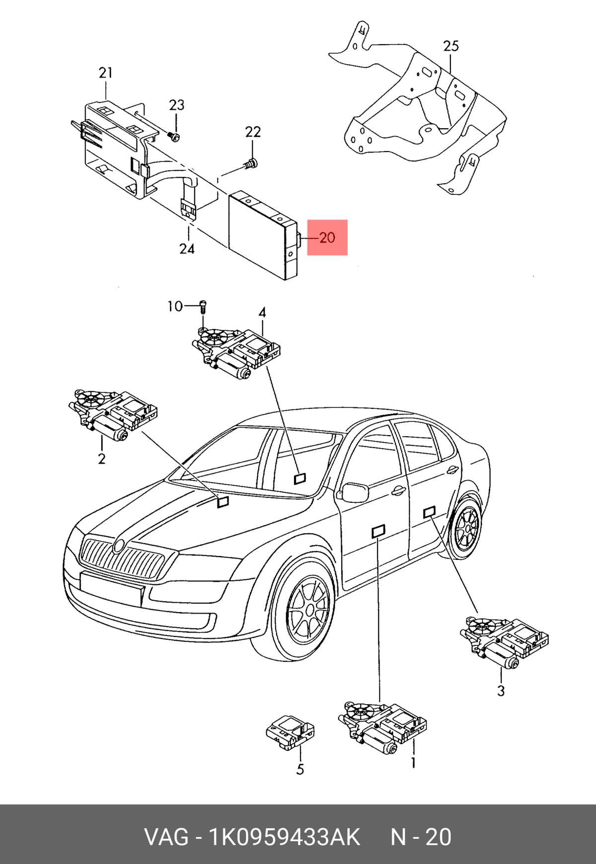 Centralita Confort VW 1K0959433BL - 1K0959433BL