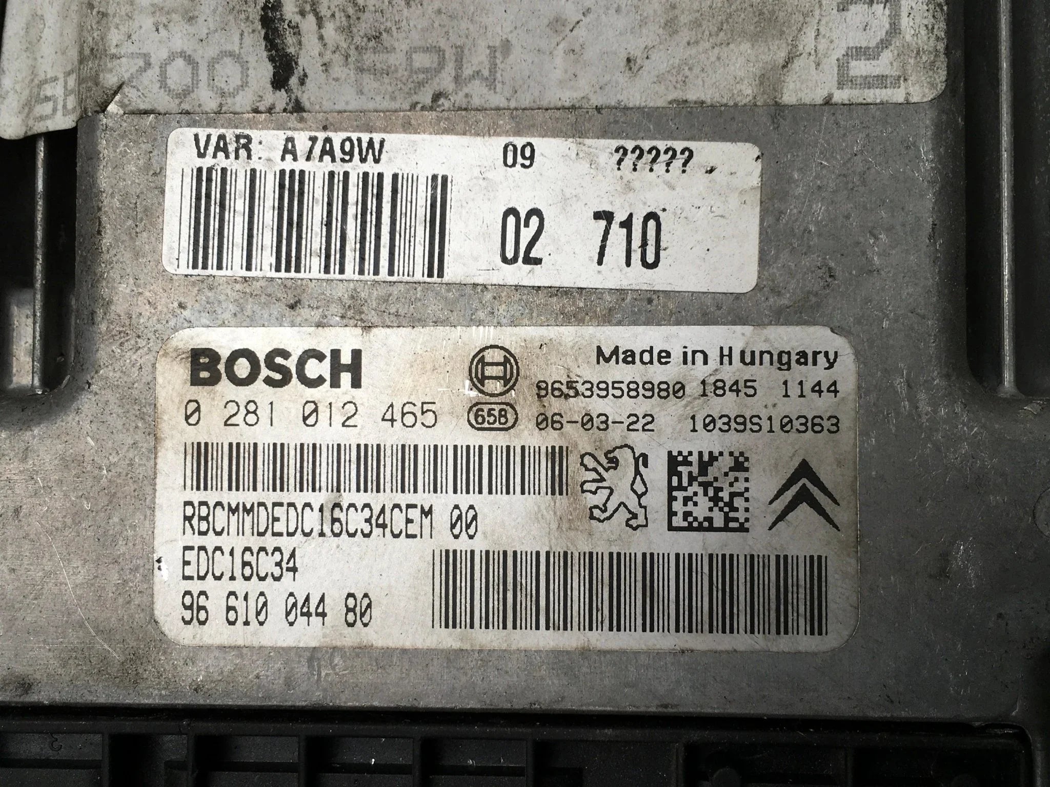 Centralita ECU motor PSA 9661004480