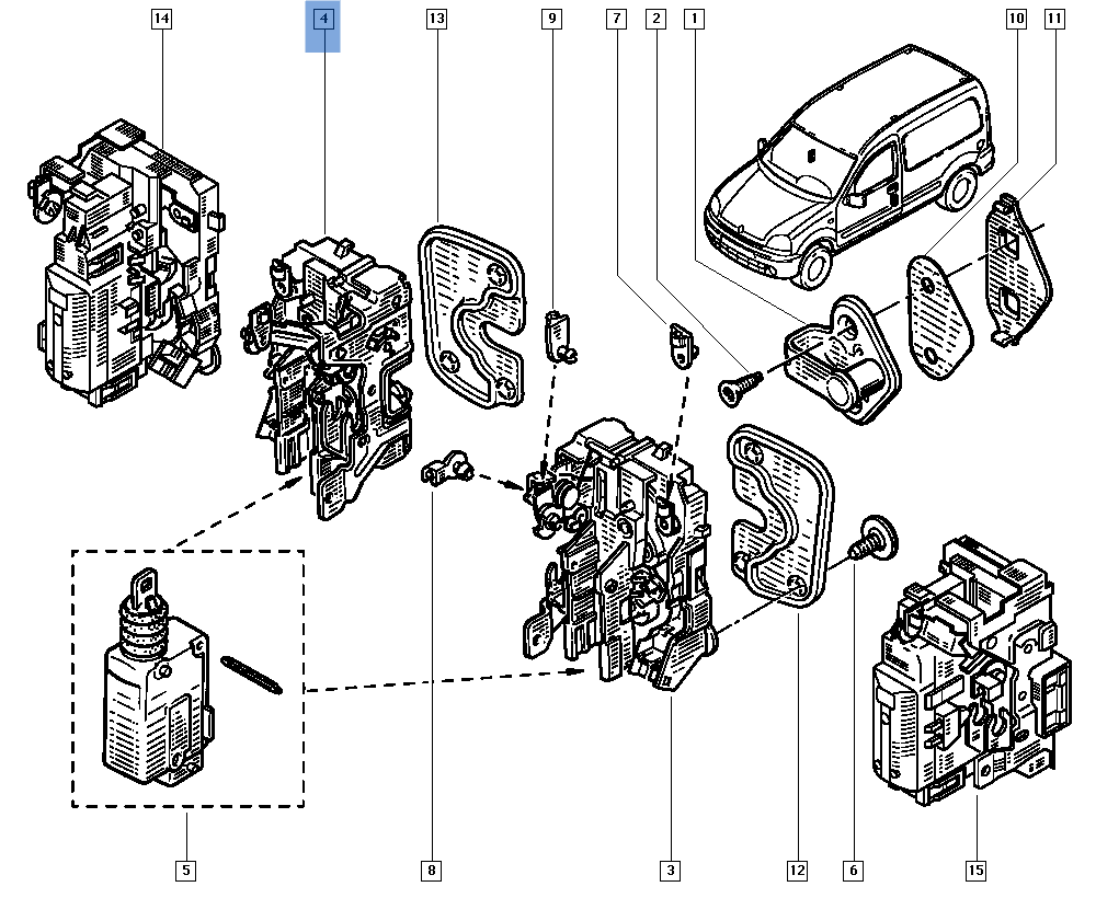 Cerradura del dcha Renault Kangoo Renovado - 7701046800