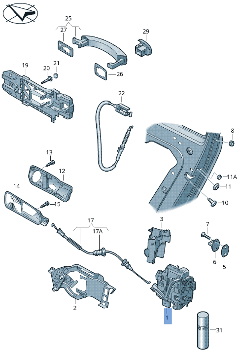 Cerradura tra izq Ibiza IV - 6J0839015A