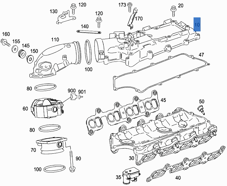 Colector admision Mercedes W164 W221 W211 - A6290983207