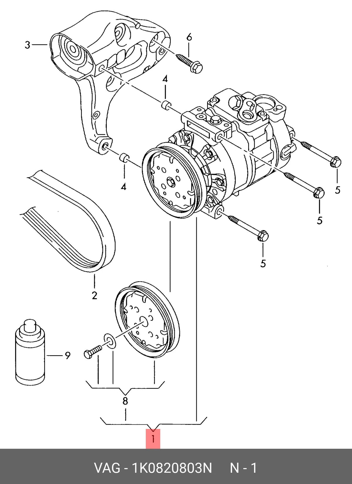 Compresor A/C Audi A3 03-13 - 1K0820803N_