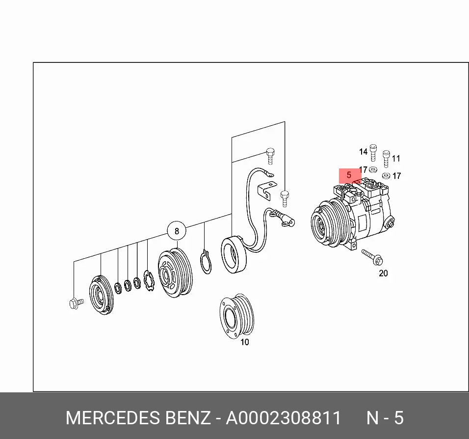 Compresor A/C Mercedes Clase M 97-05 - A0002308811