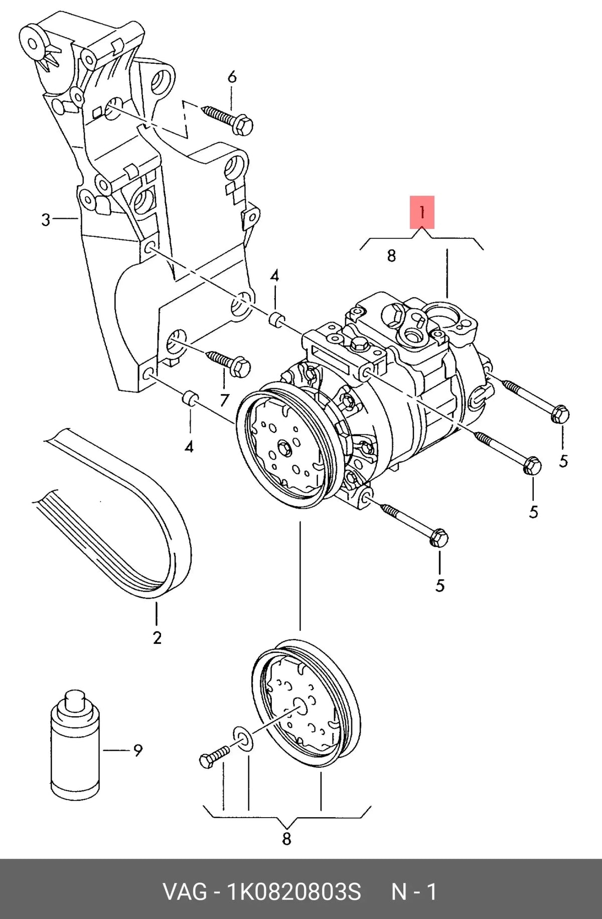 Compresor A/C VAG 1K0820803S - 1K0820803S