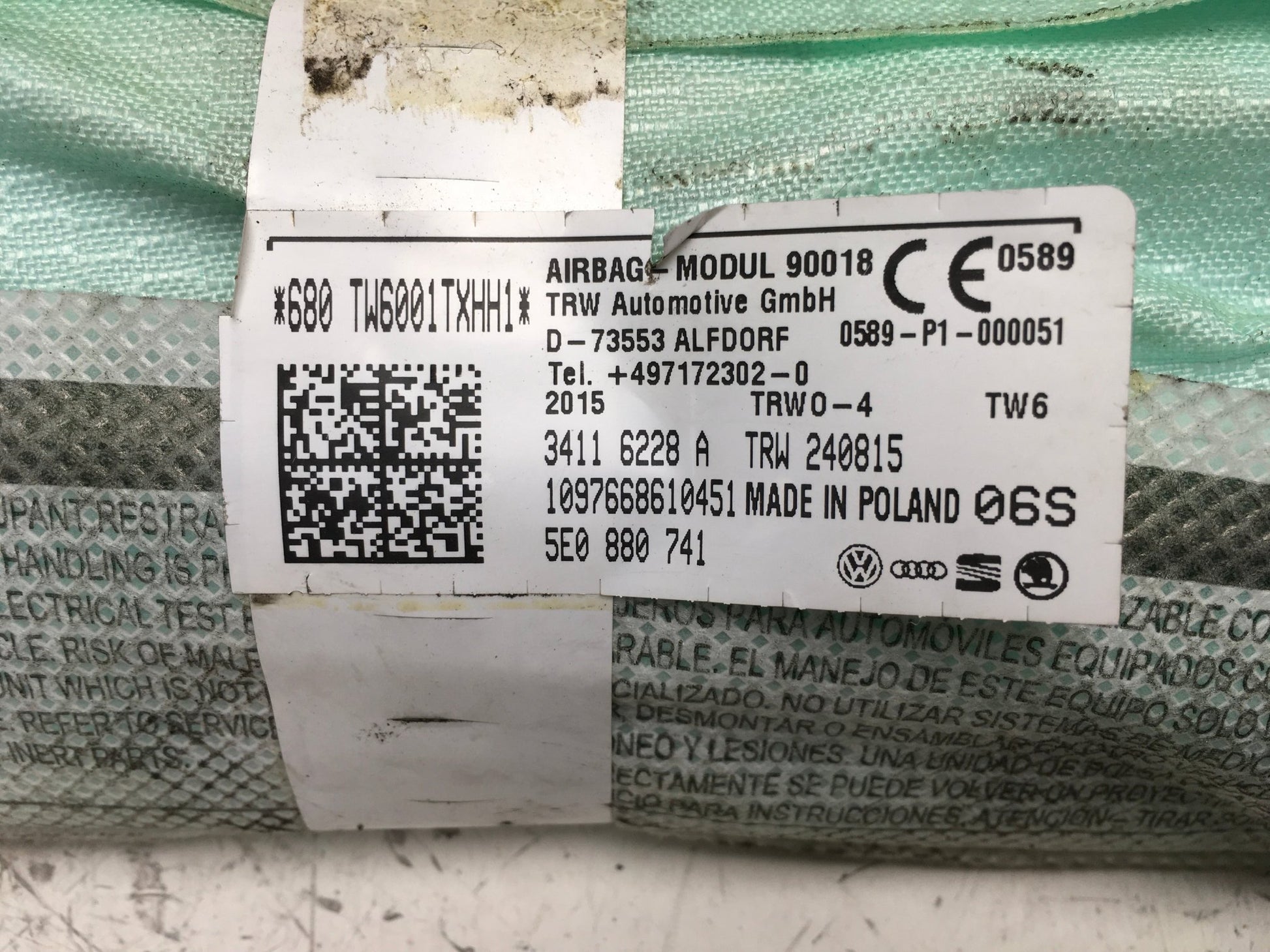 Cortina Airbag izq Skoda Octavia III 5E - 5E0880741