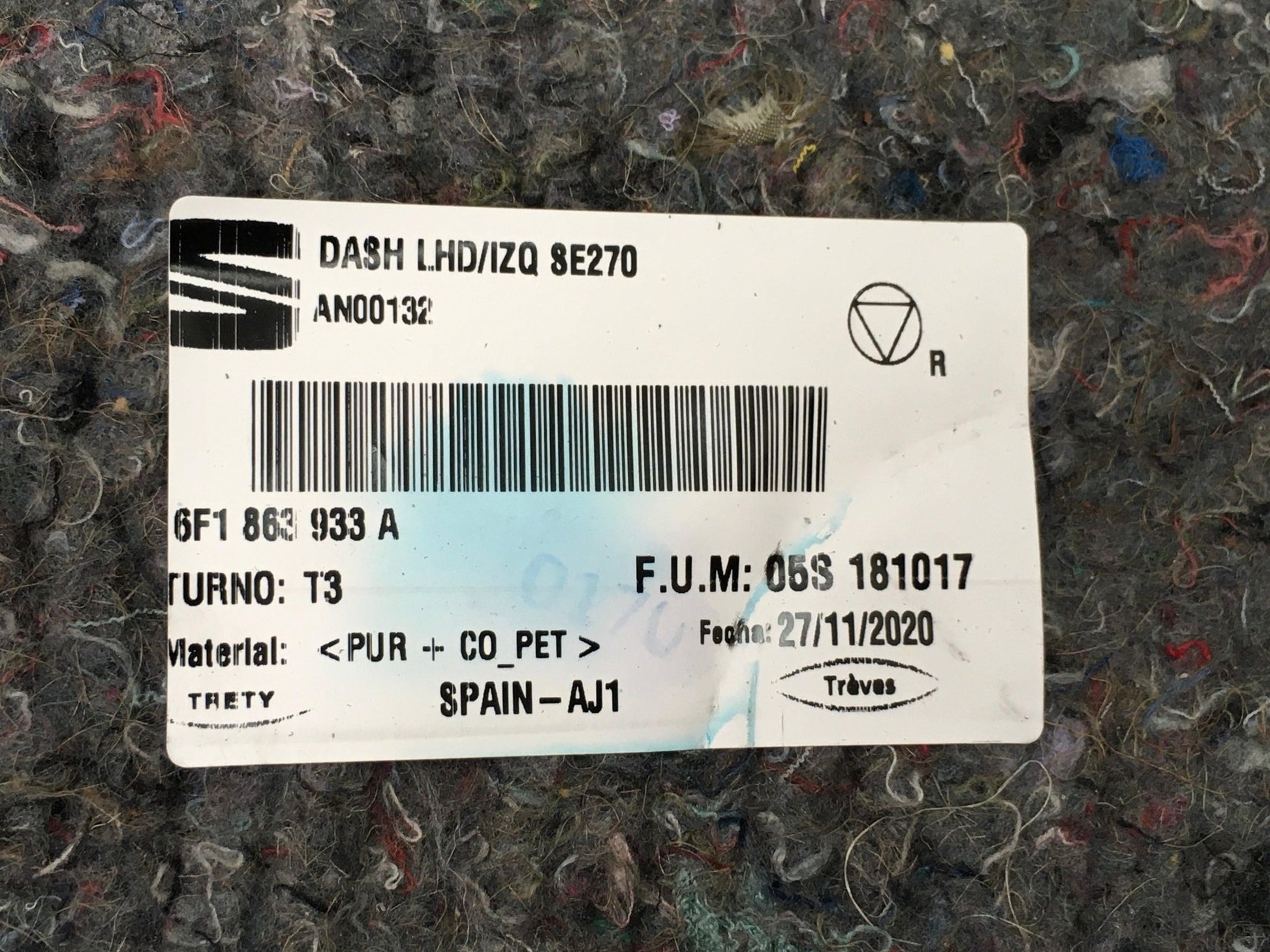 Cubre mamparo Seat Arona / Ibiza V - 6F1863933A