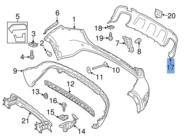 Moldura Paragolpes trasero Mercedes X156