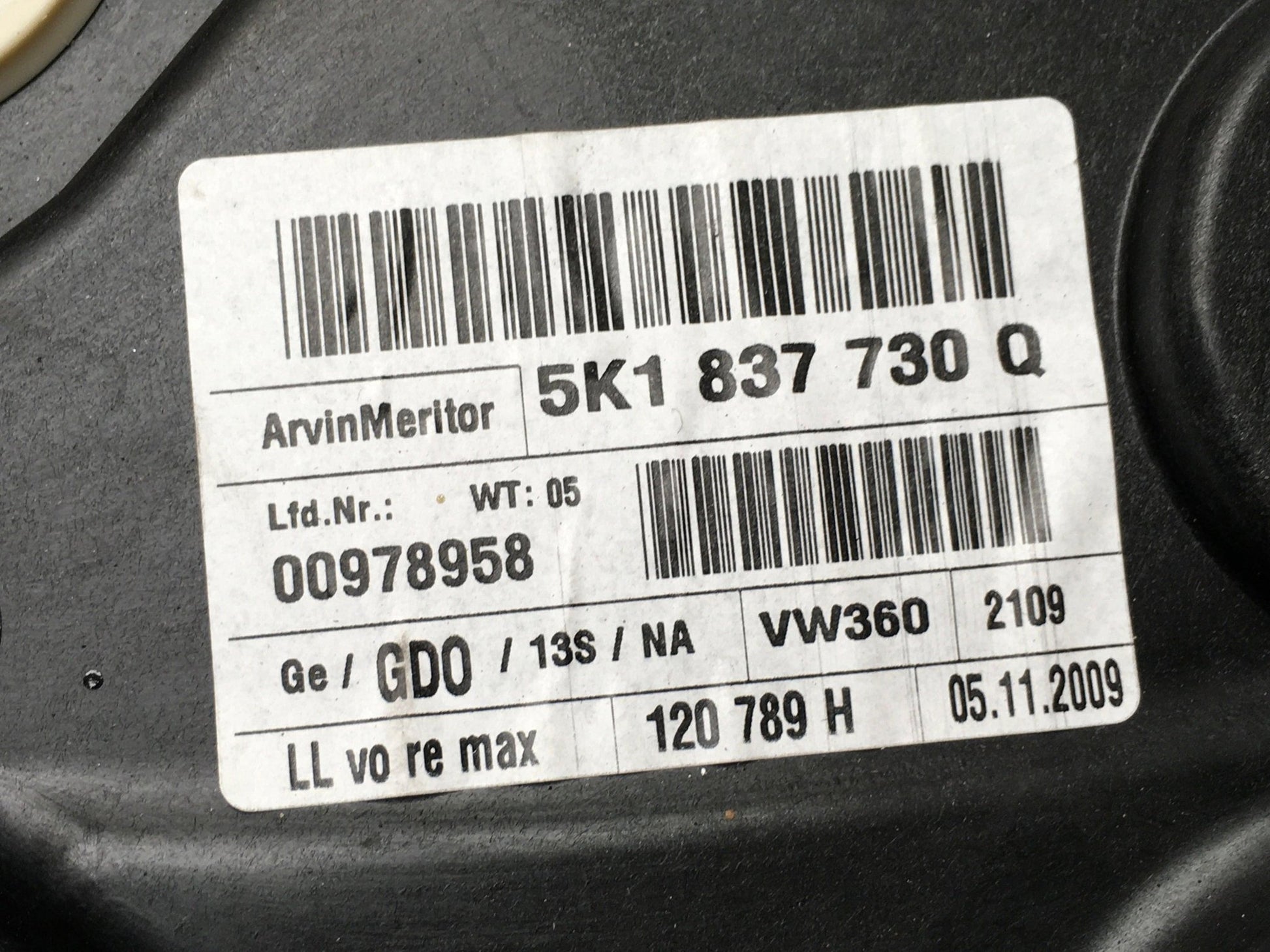 Elevalunas derecho VW Golf VI - 5K1837730Q