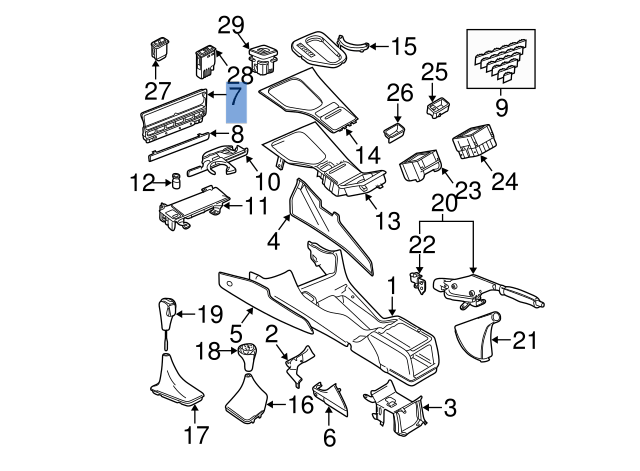 Embellecedor consola central BMW E39 - 51168233461