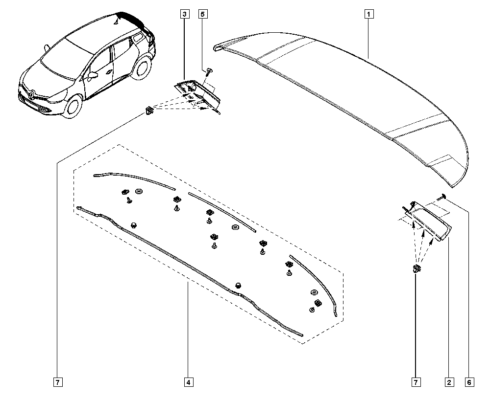 Embellecedor izq aleron Renault Clio IV GrandTour - 960335491R