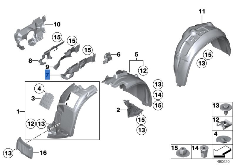 Embellecedor paso rueda del dcha BMW 51717131712 - 51717131712