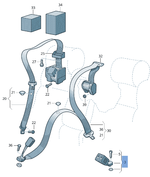 Enganche cinturon trasero Skoda Octavia II - 1Z0857488A