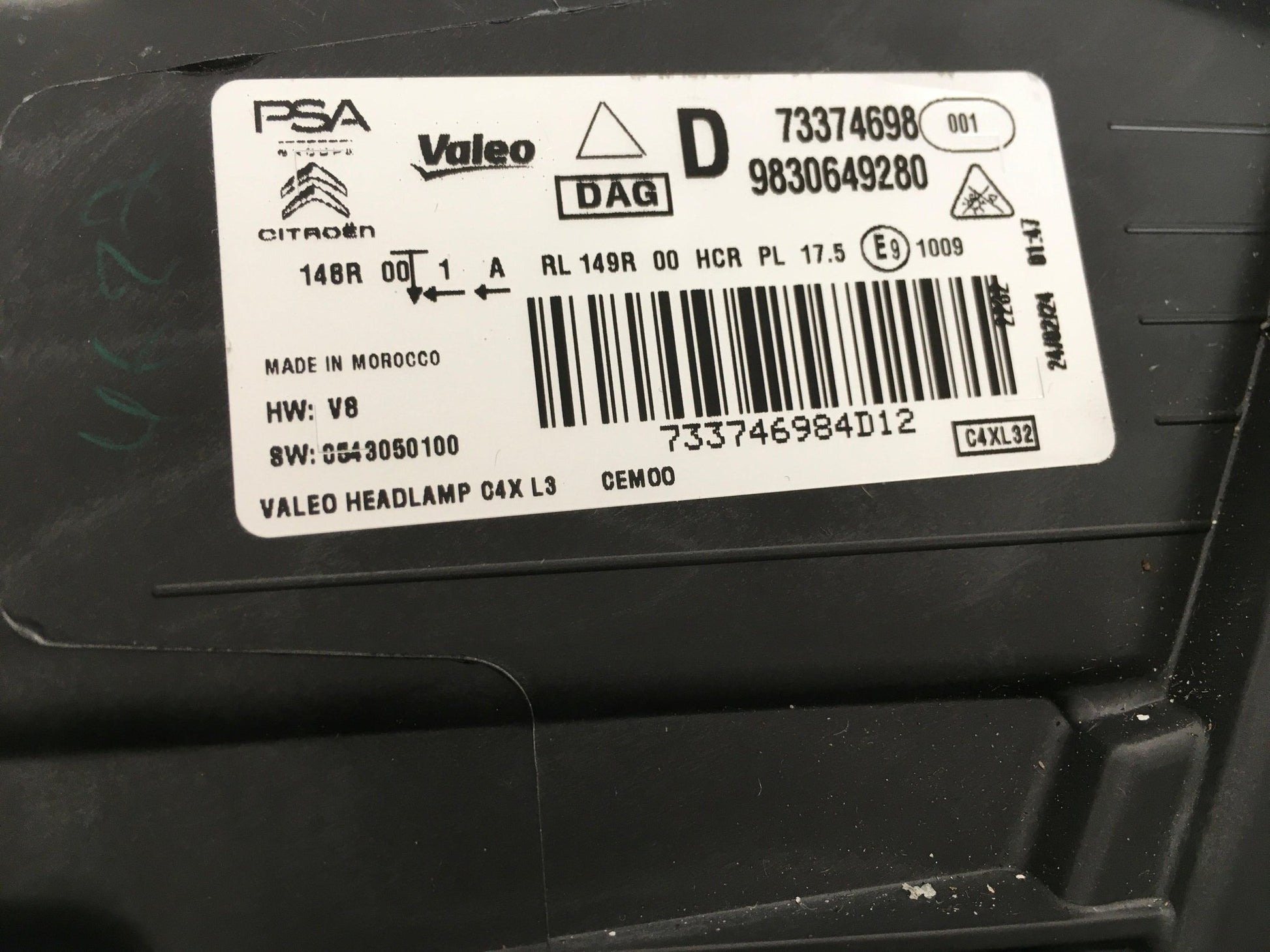 Faro derecho Citroen C4 III - 9830649280