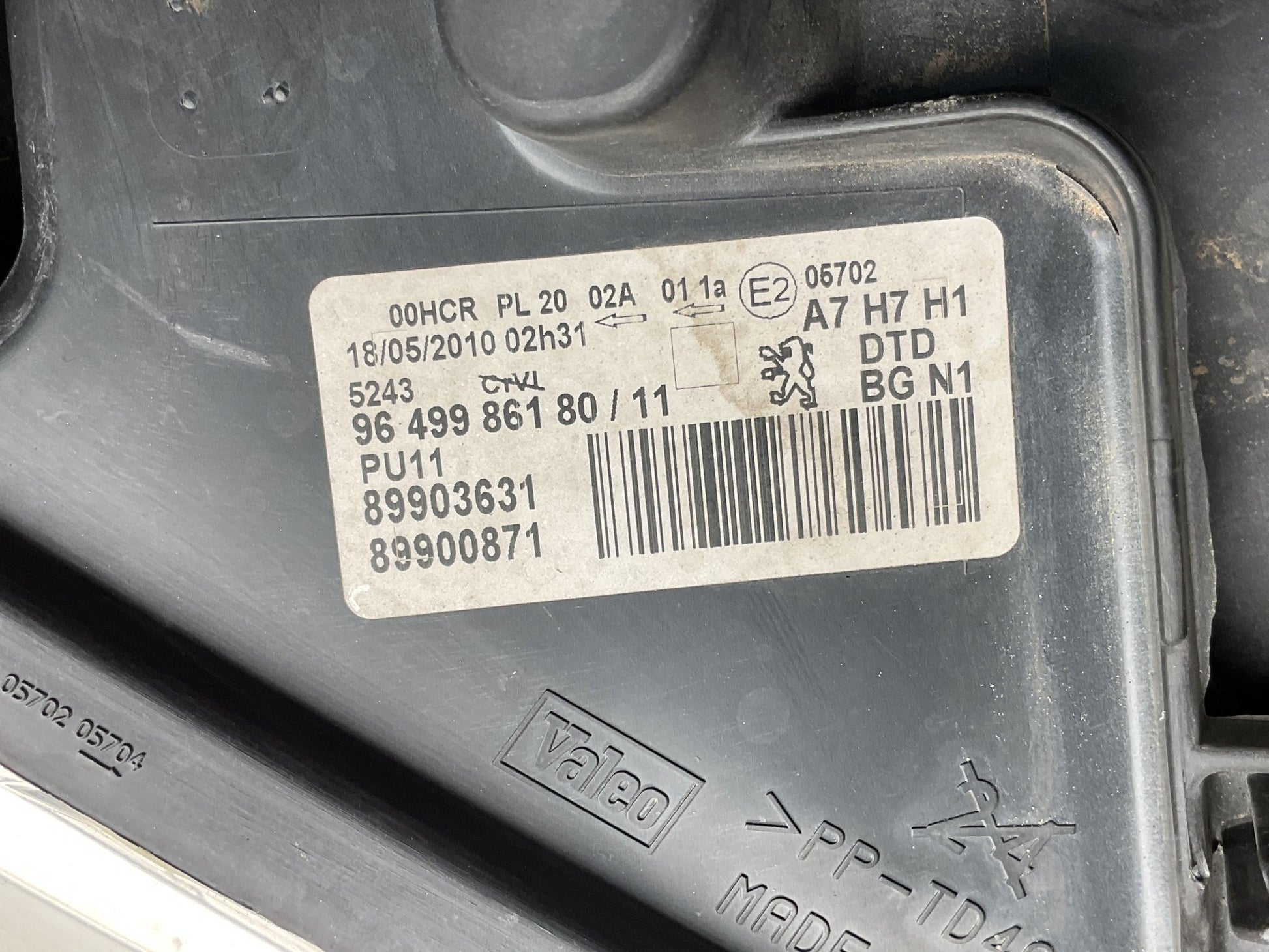 Faro frontal dch Peugeot 207 06 - 12 - 9649986180