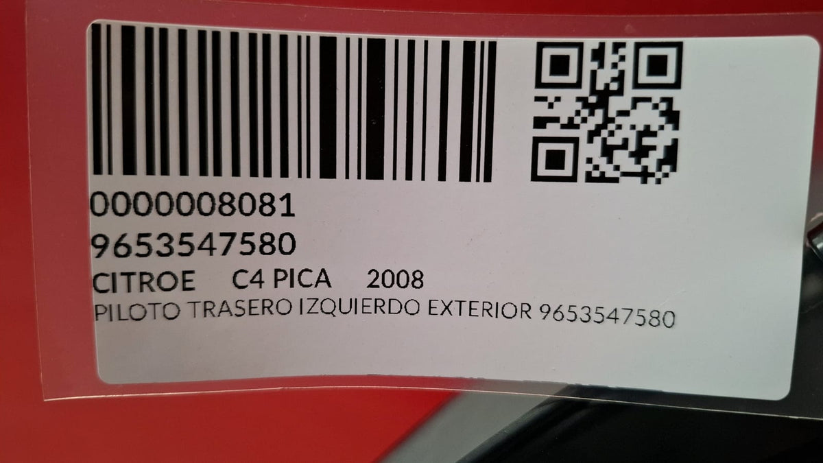 Piloto Trasero Izquierdo Exterior Citroen C4 Picasso 2008 9653547580 9653547580