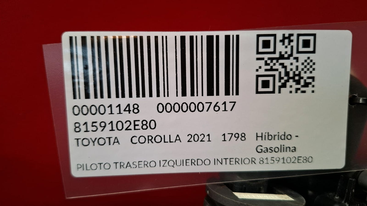 Piloto Trasero Izquierdo Interior Toyota Corolla Cross 2021 8159102E80 8159102E80