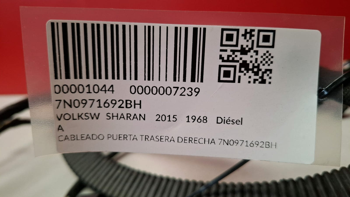 Cableado Puerta Trasera Derecha Volkswagen Sharan 2015 7N0971692BH 7N0971692BH