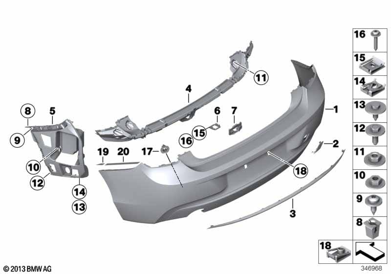 Soporte Parachoques Trasero Derecha Bmw Serie 1 2012 51127240956 51127240956