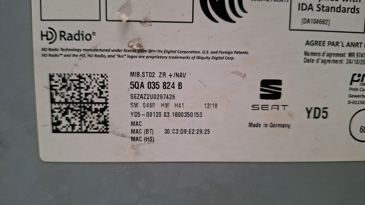 Sistema Radio /navegador Seat Leon 2018 5QA035824B 5QA035824B